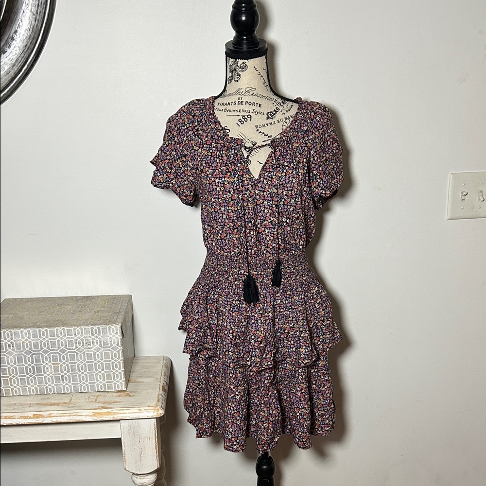 Patrons of Peace Normandie Floral Tiered Ruffle Dress Women's size M
